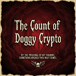 Create a dark gothic poster in the same style as the reference image, with a black-and-deep-red smoky horror background and sharp jagged blackletter typography. The central title must read The Count of dodgy Crypto exactly, with no quotation marks. Make the text bone-white, distressed, and Dracula-themed, with tall spiky letterforms and a sinister Victorian vampire feel. Keep the composition bold and high-contrast, with subtle bat silhouettes and an eerie, theatrical atmosphere. Render it as a clean 16:9 landscape image.
